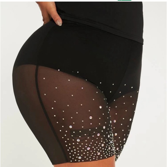 NWT Plus Rhinestone Sheer Mesh Biker Shorts Size 14(1XL)Model is wearing panties - Picture 2 of 6